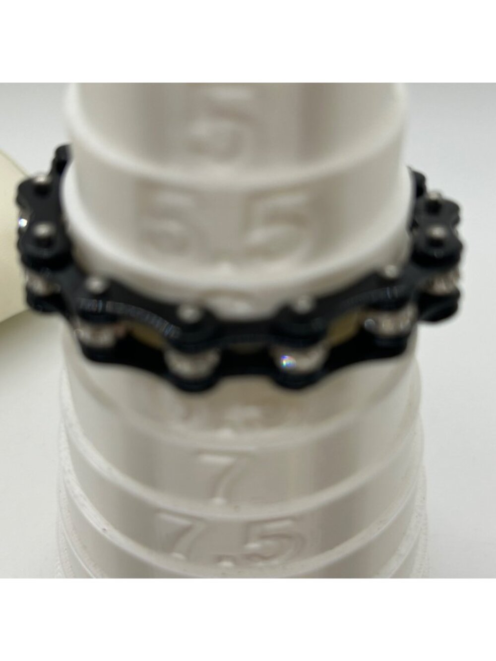 Black Stainless Steel Motorcycle Bike Chain Bracelet With Rhinestone Studs - Picture 10 of 11